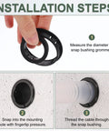 Installation steps for 15 Pack Round Cable Snap Bushing Grommets One And Quarter Inch 32mm Black Snap In Cable Grommet Protectors