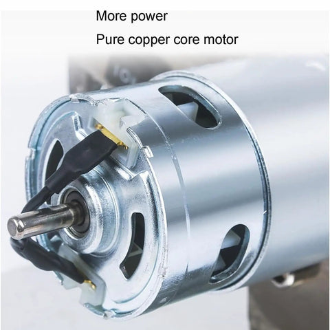 Heavy Duty Electric Belt Sander with 0-90 Degree Adjustable Work Table motor close-up showing pure copper core construction.