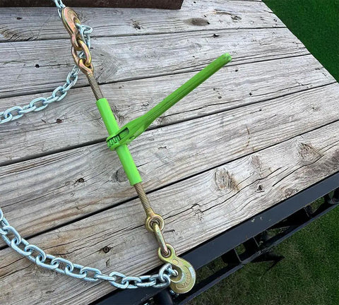 Towline Tough 8 Pack Hi Vis Green Ratchet Chain Binders With Grab Hooks For Daily Flatbed Haulin And Truck Trailer Tie Downs Bringing Easy Nine Two Zero Lb Grunt Work
