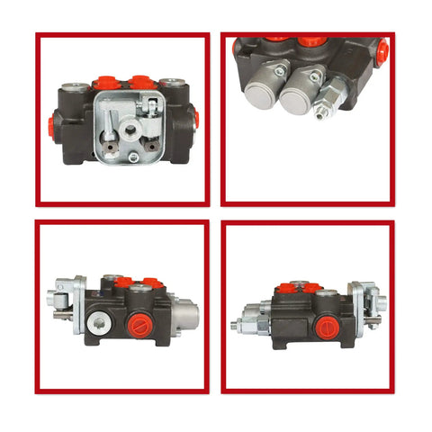 Beefed Up Two Spool Hydraulic Directional Control Valve With 11 GPM Flow, BSPP Ports, 3600 PSI Adjustable Relief, multiple views