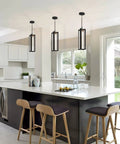 Heavy Duty Black Aluminum Led Outdoor Pendant Light 20 Inch Linear Chandelier for kitchen above island with modern style.