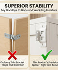 Beefy 2 In 1 Cold Rolled Steel Corner Brace And Furniture Connector showing stability comparison with ordinary bracket, white finish