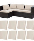 Eight Piece Stretch Patio Cushion Covers For Outdoor Couches And Sofas, Replacement Slipcovers, Washable Beige Fabric Protectors