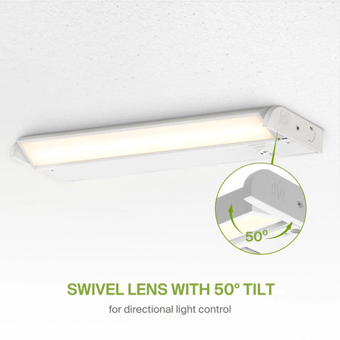 18 Inch Dimmable Under Cabinet Lighting With Swivel Lens 3CCT 2700K to 4000K Plug In Or Hardwired 50 Degree Rotatable Lens