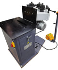 Heavy Duty Electric Pipe Bender Machine Delivering Knockout Tube Curves And Easy Roller Adjustments Built Like A Tank For Pro Contractors. Side view of a sturdy gray pipe bender with control panel.