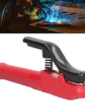 Heavy Hitter Welding Electrode Clamp, 1000A Copper Jaw Stinger, red grip with black handle, designed for welding tasks.