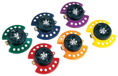 ColorStorm Nine Pattern Turret Sprinkler With Heavy Duty Metal Base Green 15024 For Lawn And Garden Watering, in six colors