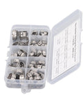 Durable 70Pcs Single Ear Hose Clamp Kit Made From Premium 304 Stainless Steel For Secure Plumbing and Automotive Repairs That Are Built To Last And Handle Any Job With Ease. plastic organizer with 70 stainless steel single ear hose clamps