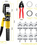 Hydraulic Crimping Tool And Cable Cutter Kit 10 Ton Crimper For 12 AWG To 2/0 Copper And Aluminum Wires 11mm Stroke