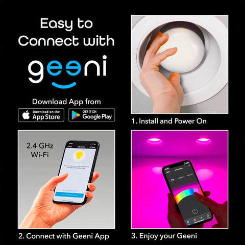 Steps to connect BR30 Smart LED Bulb with WiFi Multicolor RGB Dimmable and Energy Efficient 16 Million Colors using Geeni app