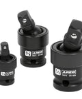 Impact U Joint And Adapter Set For One Quarter, Three Eighths, And One Half Inch Drives displayed in three sizes