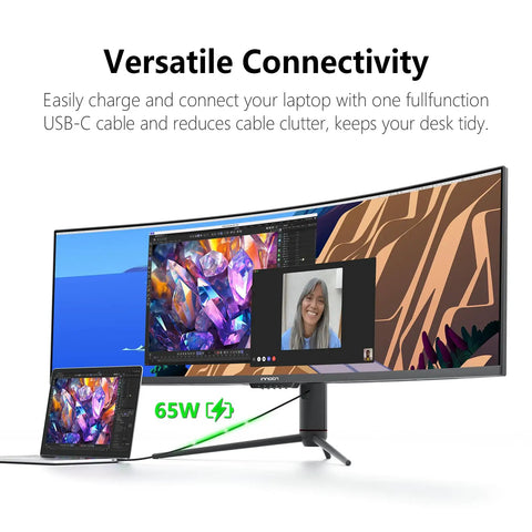 UltraWide 49 Inch Gaming Monitor 5120x1440 QHD 240Hz Refresh Rate Curved VA Panel 32:9 Ultrawide For Gamers HDR400 USB-C connected