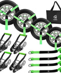 Beefy Four Pack Car Tie Down Straps For Trailers With O Rings And Ratchets 2 Inch By 8 Foot Wheel Straps 10000 Lb Break Strength