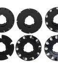 Walk Behind Garden Push Seeder Planter With Six Seed Plates For Up To 20 Varieties showing six black seed plates.