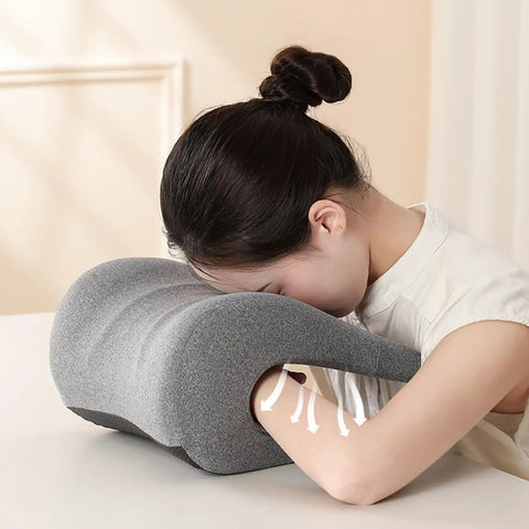 Person using Headrest Cushion Attachment for Desk Chair Memory Foam Ergonomic Neck Pillow for Napping and Sleep Office Comfort Back and Neck Support for Long Workdays