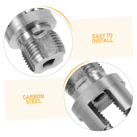 Yarnow Two Piece Pvc Pipe Threading Tool Kit With Internal And External Threader Carbon Steel Portable Pipe Thread Cutter close-up detail of threading edges.