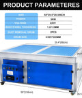 Heavy Duty Metalworking Downdraft Table Featuring A Rock Solid Dust Collector And Welding Fume Extractor Crafted For Grinding Polishing Workstations dimensions and specifications image.