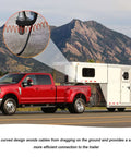 Truck towing a trailer with installed Trailer Brake Away Cable 4Ft High Rebound Towing Coiled Wire With Stainless Steel Carabiner