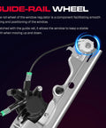 Close-up of guide-rail wheel on Front Passenger Side Power Window Regulator With Motor For Chevy Silverado 1500 2500 3500