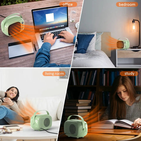 Fast Heating Desk Space Heater With Adjustable Thermostat, 800W/500W Ceramic Heating Fan For home, bedroom, and office use