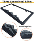 Mountain Themed License Plate Frames Gray On Black Raised Mountain Design Plastic Car Tag Holder with 3D Effect