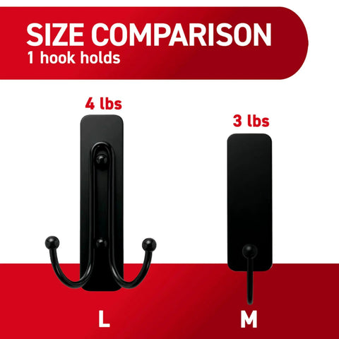 Medium Matte Black Wall Hook Set With Two Coat Hooks And Four Adhesive Strips, Damage Free Hanging Without Tools, Perfect For Home Decor, Holds Up To Three Pounds On Walls Doors Or Cabinets