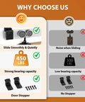 Comparison of smooth sliding 450 lbs capacity barn door hardware with door stopper vs noisier 300 lbs capacity without stopper