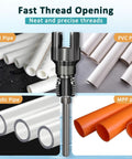 Get That Pipe Threaded Right Upgraded 2-Piece Set Cutter Kit showing PPR, PVC, Plastic, and MPP pipes for precise threading.