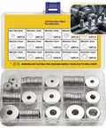 Premium 304 Stainless Steel Fender Washers Kit, 250 Piece Flat Washers Assortment In 15 Metric Sizes M3 To M12, Heavy Duty Metal Washers For Screws And Bolts, Automotive Industrial And Home Use, Rust Resistant. 304 stainless steel flat washers in a divided storage box