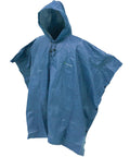 Blue Ultra Lite 2 Reusable Waterproof Breathable Poncho for Everyday Rain Gear, seam-taped, nonwoven polypropylene, front view.