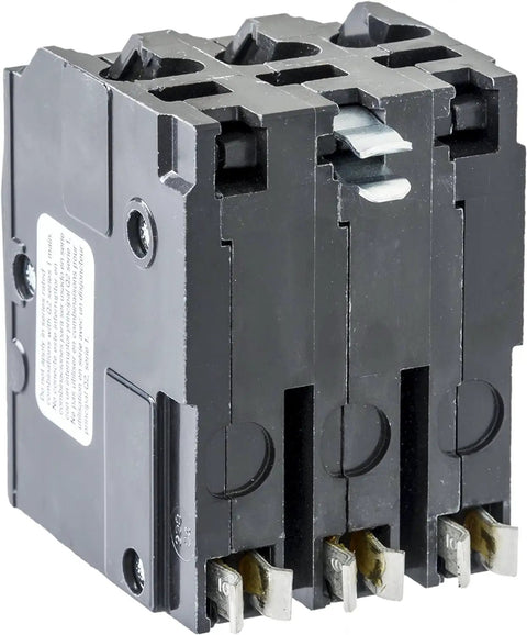 QO360CP Circuit Breaker Black For Home Panels, Plug-On Design with visible trip indicator and metal prongs, three-pole, 60 Amp