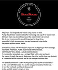 Label on ULKA E Type EFP5 Replacement Espresso Pump for Breville Machines detailing usage instructions and brand logo.