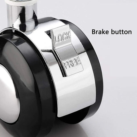 Close-up of Heavy Duty 1.5 Inch Swivel Caster Wheels With Brakes For Home Furniture showing brake mechanism in nylon zinc alloy