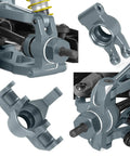 One Fourteenth Scale RC Titanium Upgrade Kit components with big bore shocks and suspension arms for models 14301-14304