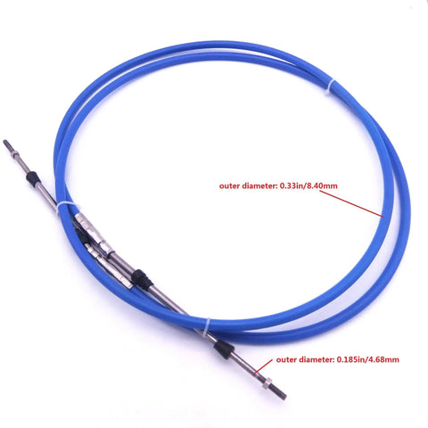 Outboard Engine Remote Control Cable 33C Throttle Shift 13Ft Universal Type 3300 33C For Yamaha Boat Motor, Blue Cable, Outer Diameter 8.40mm