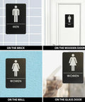 ADA Compliant Restroom Door Signs For Offices, Businesses, And Restaurants, Mens And Womens Bathroom Signs In Black, Durable Plastic