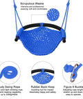 Heavy Duty Kids Rope Swing Seat For Indoor And Outdoor Play With Secure Hooks And Straps 440 Lb Capacity Blue