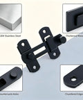 Badass 2 Pack 4 Inch Matte Black Gate Latches Forged From Premium SUS304 Stainless Steel Heavy Duty Rust Proof with chamfered edges.