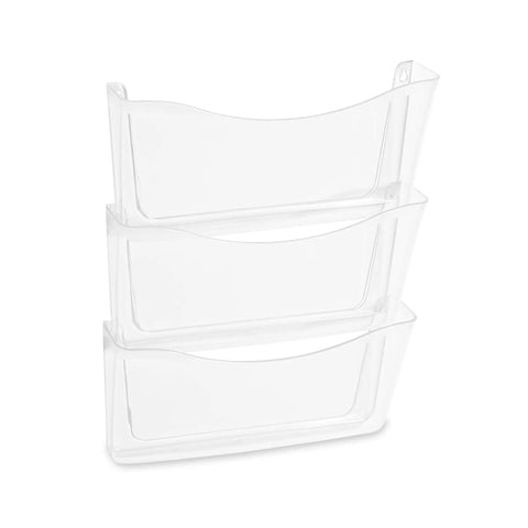 Unbreakable Expandable Three Pocket Wall File Set Clear Wall Mount Organizer for Letter and A4 Documents