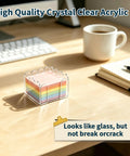 Two Pack Acrylic Sticky Note Holder Set With Scalloped And Straight Edge Design 3x3 Inch Clear Notepad Dispenser on desk