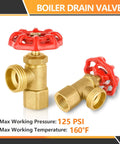 Five Pack Brass Boiler Drain Valves For Home Plumbing And Heating Systems With Three Quarter Inch FIP Inlet And MHT Outlet