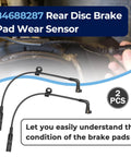 2-pack rear brake pad wear sensors, black, for 84688287/84474064, Chevy/GMC SUVs.