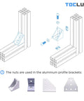 M5 Drop-In T-Nuts Set 100 Pcs Hammer Head T-Nuts For 6mm T Slot Aluminum Extrusion Carbon Steel Nickel Plated Anti Rust Hardware For 20 Series Extruded Aluminum Rails used in aluminum profile brackets