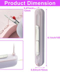 Product dimensions and details of 2 Pack 2 in 1 Automatic Needle Threaders and Seam Ripper Set in Purple.