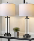 Touch Control Table Lamps Set Of 2 With USB Ports And 3 Way Dimmable Bedside Lighting For Living Room And Bedroom Modern Black Nightstand Lamps With 2 LED Bulbs on table