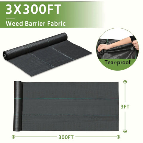 Heavy Duty Weed Barrier Fabric For Gardens And Driveways 3 By 300 Feet Landscape Fabric 3.2 Oz Opaque Polypropylene.