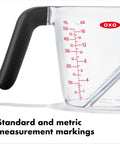 Angled 2 Cup Measuring Cup With Easy Read From Above Measurements, BPA Free Tritan Renew, Soft Non Slip Handle, close-up view