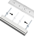 10 Pack Adjustable Cabinet Handles In Brushed Nickel Square Satin Finish Drawer Pulls for Kitchen Cabinets shown with ruler for scale.