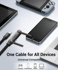 2-In-1 Holder Charger Cable With Stand, 240W PD Fast USB-C To USB-C And USB-C To Lightning Cable with devices