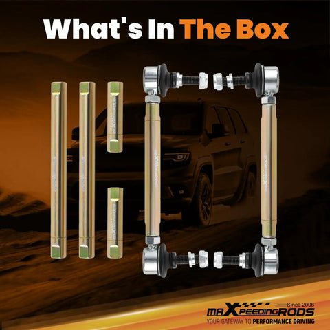 Front Adjustable Sway Bar End Links For BMW 3 Series E36 E46 E90 E91 E92 E93 M3 Beefed-Up Heavy Duty Steel Suspension Kit Direct Replacement With Adjustable Lengths 135-175mm 205-245mm 255-295mm shown in box